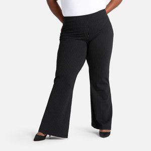 3x BetaBrand Wide Leg Black Pinstripe Dress Pants